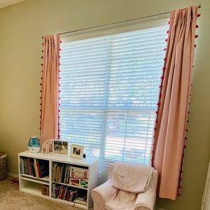 Pink Pillowfort Tassel Curtains (2 panels) - 100% blackout, 42” x 84”